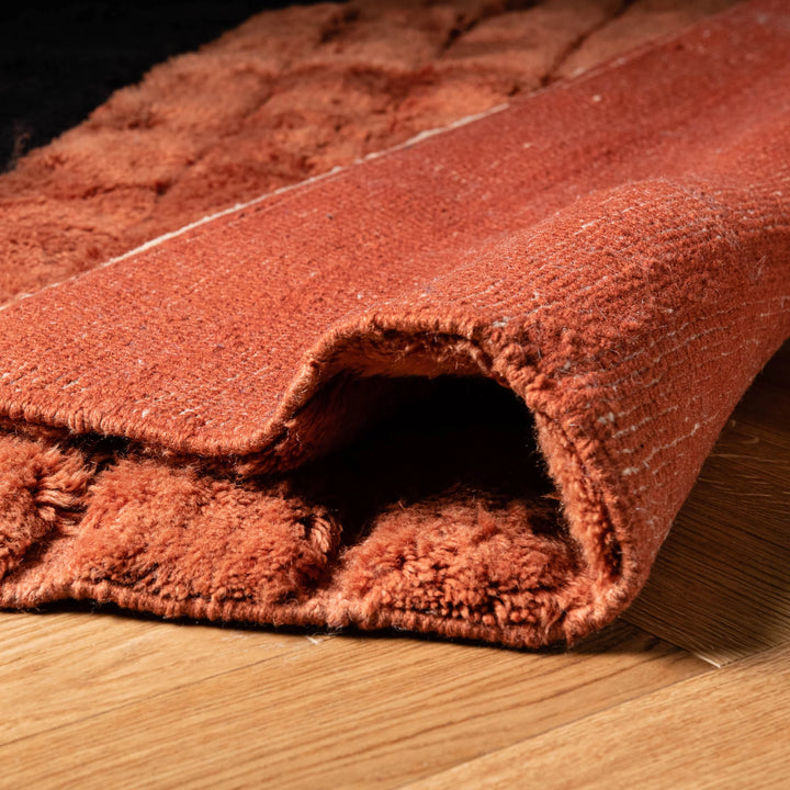Modern Black & Rust Beni Mrirt Wool Rug – Handmade in Morocco