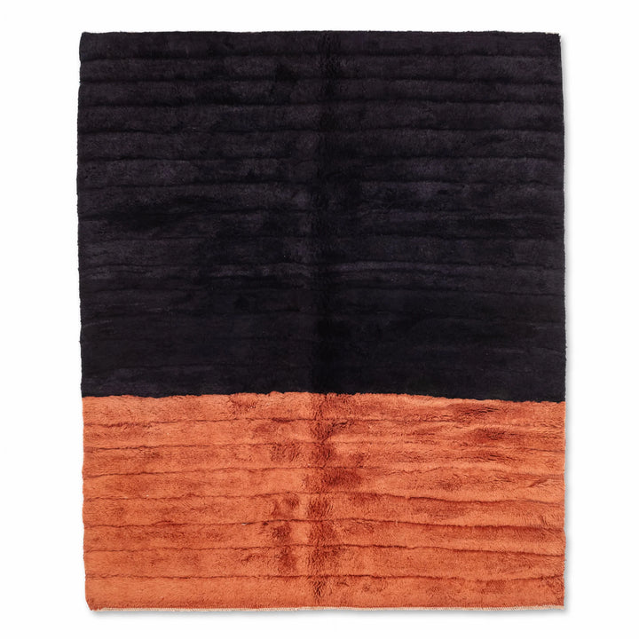 Modern Black & Rust Beni Mrirt Wool Rug – Handmade in Morocco