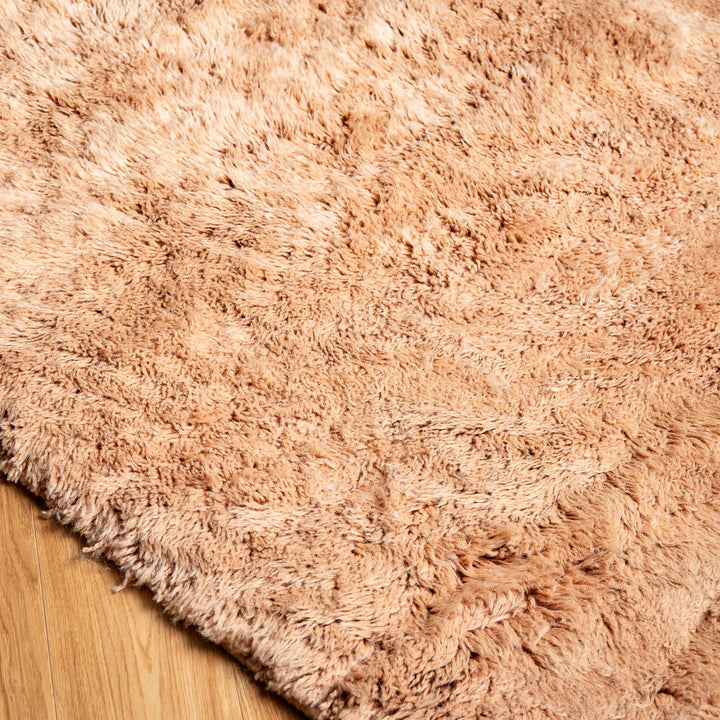 Modern Minimalist Moroccan Wool Rug in Peach and Ochre Tones