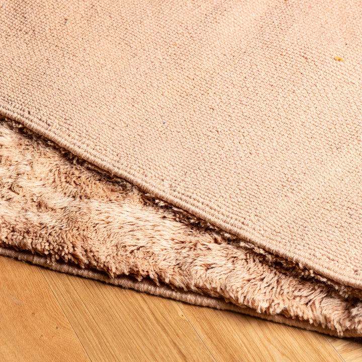 Modern Minimalist Moroccan Wool Rug in Peach and Ochre Tones