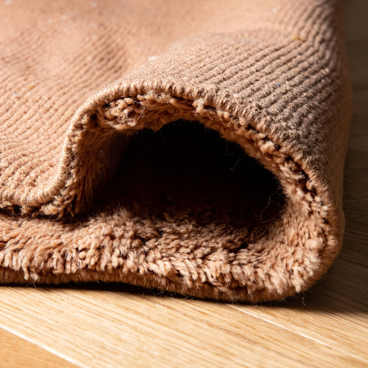 Modern Minimalist Moroccan Wool Rug in Peach and Ochre Tones