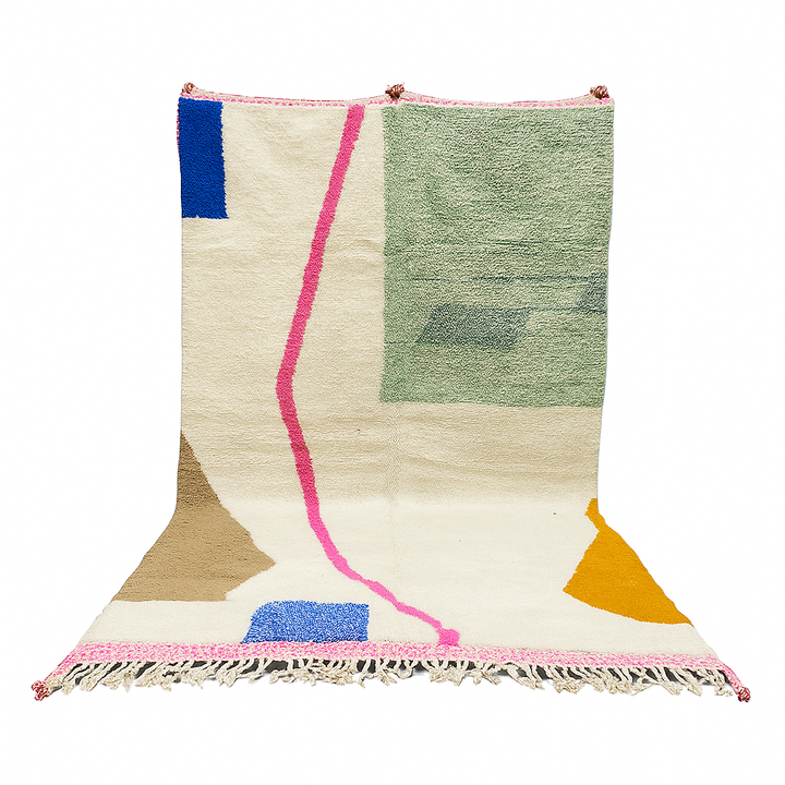 Modern Moroccan Wool Rug – Abstract Minimalist Art Design