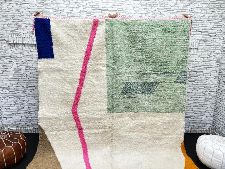 Modern Moroccan Wool Rug – Abstract Minimalist Art Design