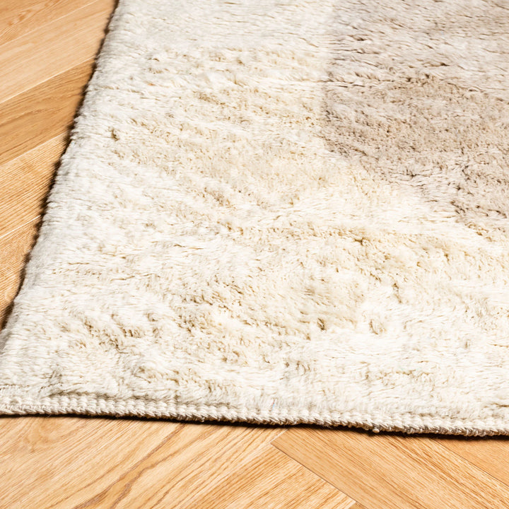 Modern Moroccan Wool Rug – Bold Black Stripe, Handmade Design