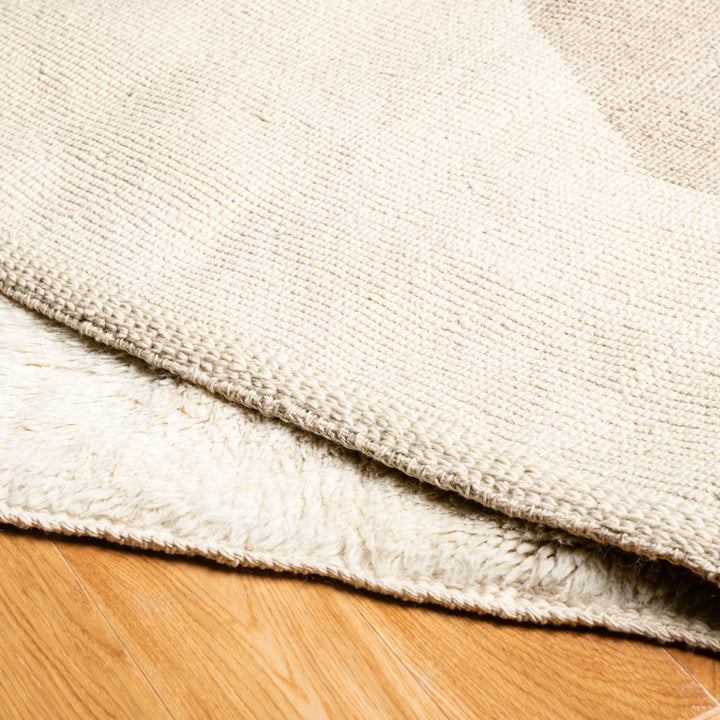 Modern Moroccan Wool Rug – Bold Black Stripe, Handmade Design