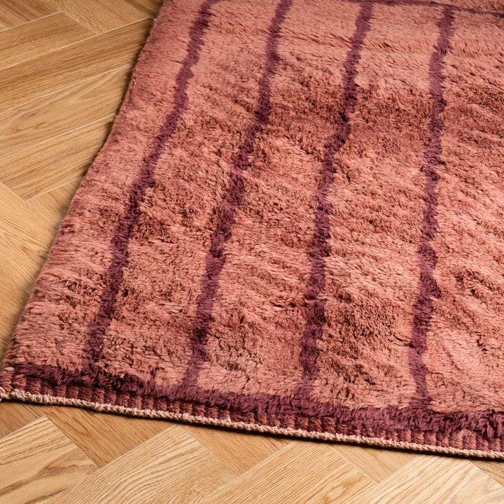 Modern Terracotta Beni Mrirt Rug – Handwoven Moroccan Art