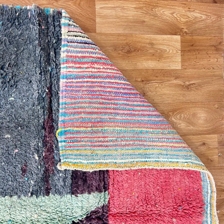 vintage pastel moroccan wool rug in pink green mint and sand tones