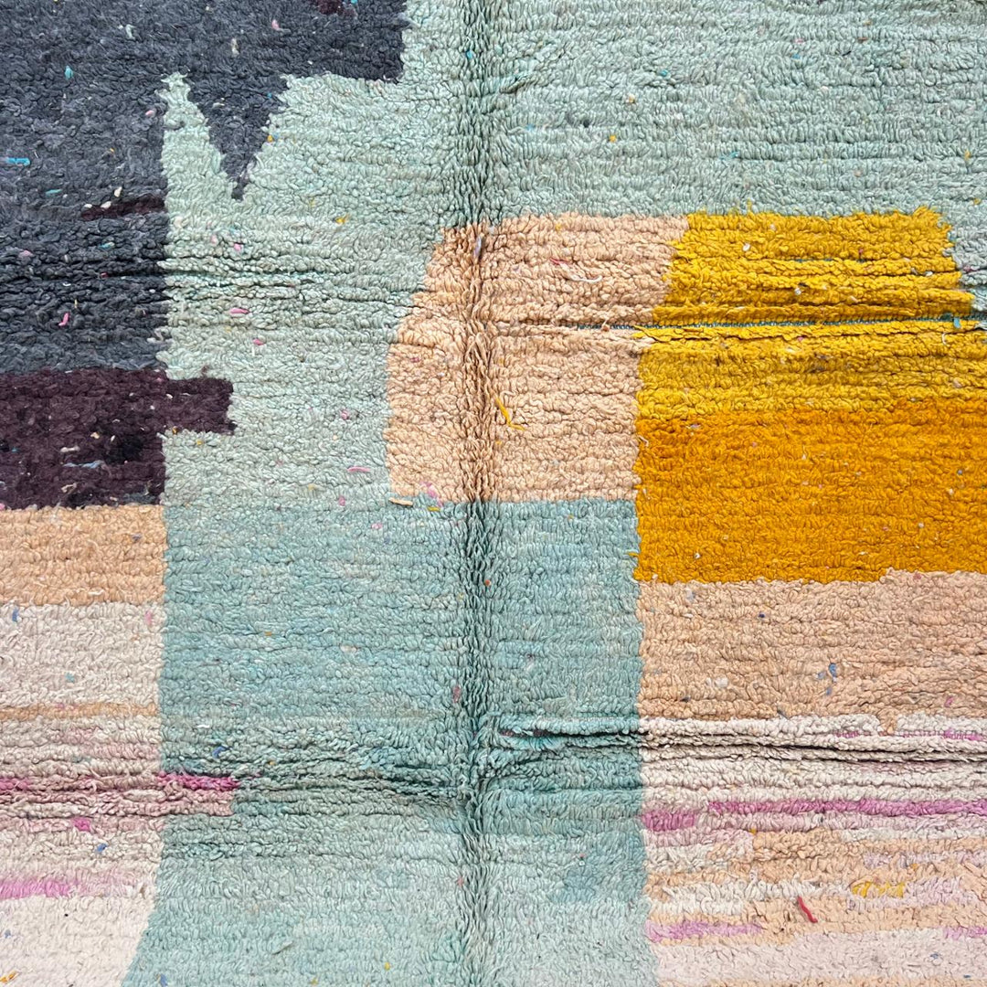 vintage pastel moroccan wool rug in pink green mint and sand tones