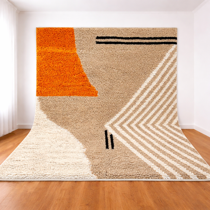 Modern Moroccan Rug – Handmade Wool Beni Mrirt Carpet