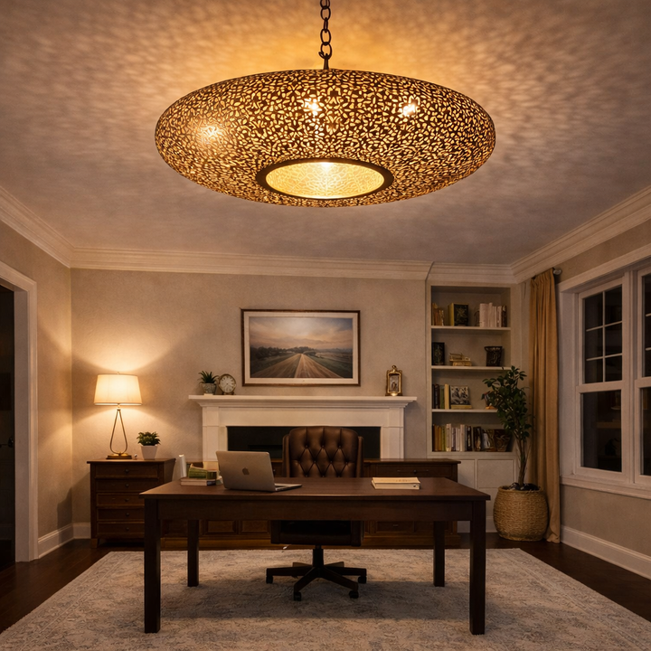 Moroccan Brass Chandelier – Handmade Pierced Ceiling Pendant Light