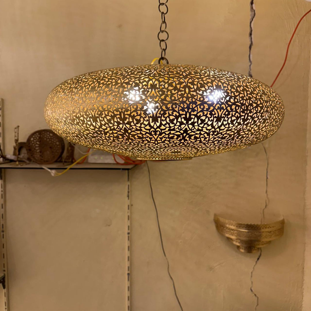 Moroccan Brass Chandelier – Handmade Pierced Ceiling Pendant Light