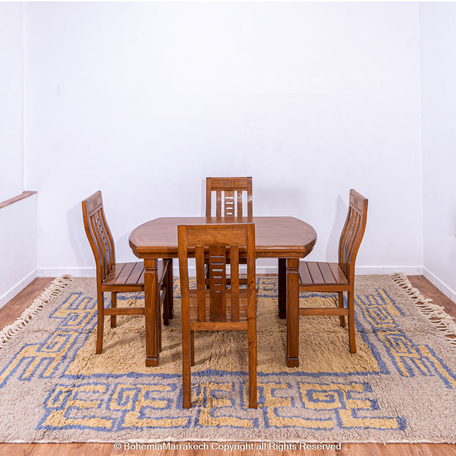 Modern handmade Moroccan wool rug in brown with Berber-style abstract border design