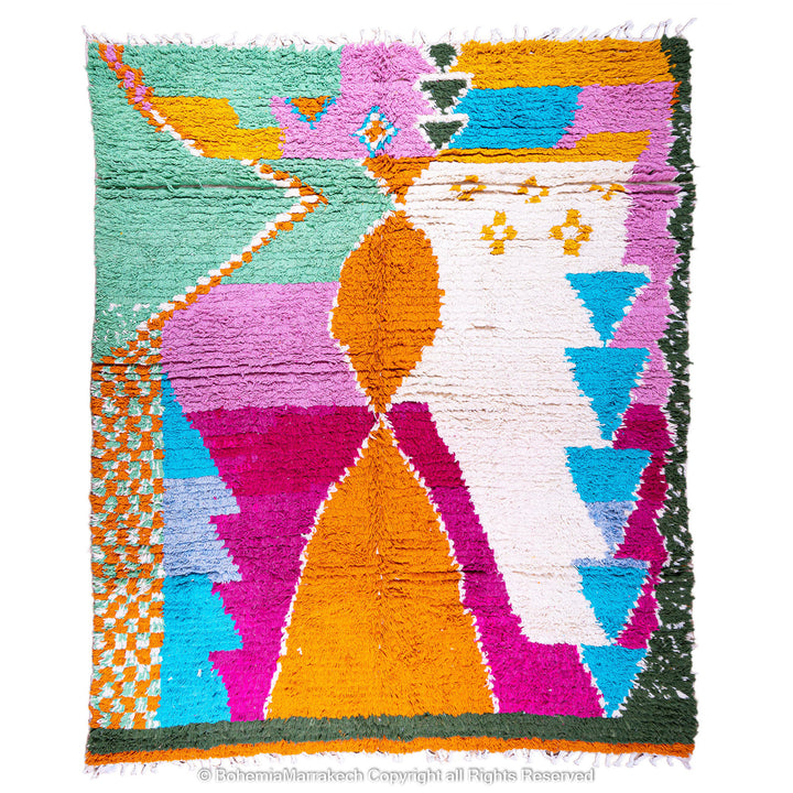 Moroccan Rug - Beni Ourain Colorful Rug - Checkered Rug