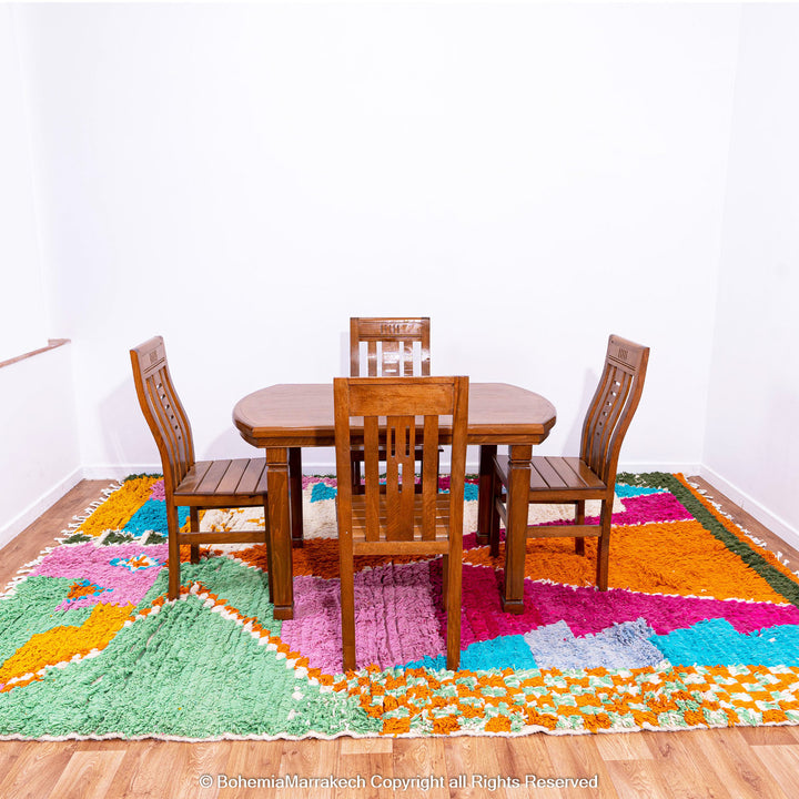 Moroccan Rug - Beni Ourain Colorful Rug - Checkered Rug