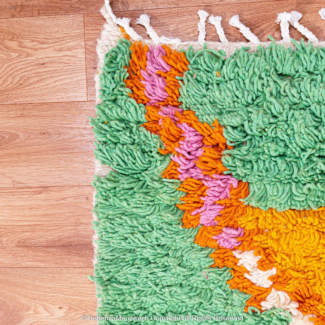 Moroccan Rug - Beni Ourain Colorful Rug - Checkered Rug