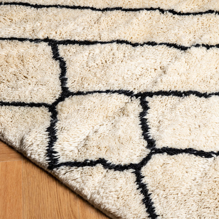 Moroccan Wool Rug with Criss-Cross Diamond Berber Line Pattern