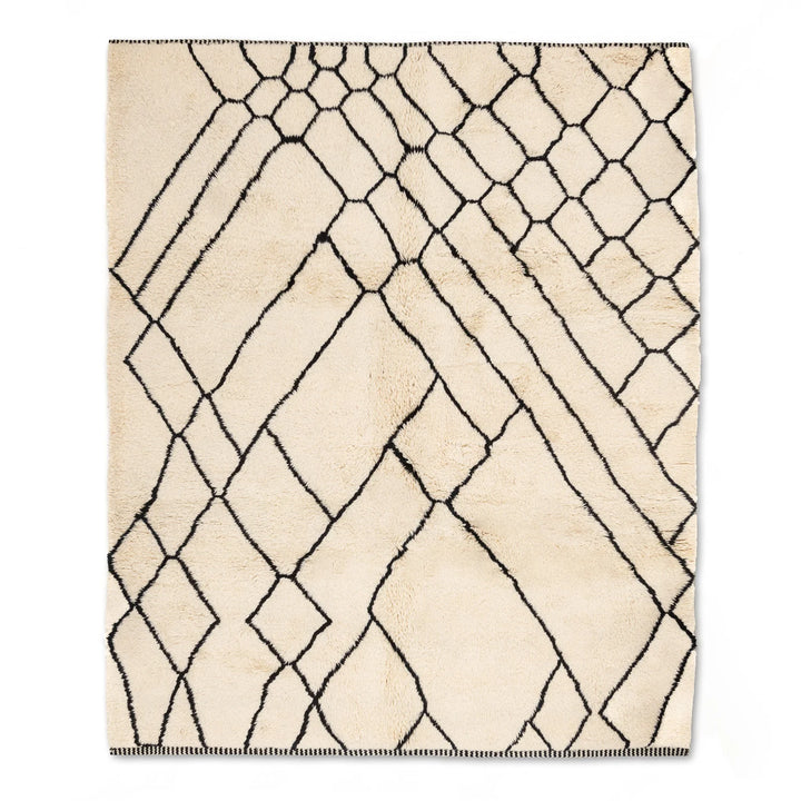 Moroccan Wool Rug with Criss-Cross Diamond Berber Line Pattern