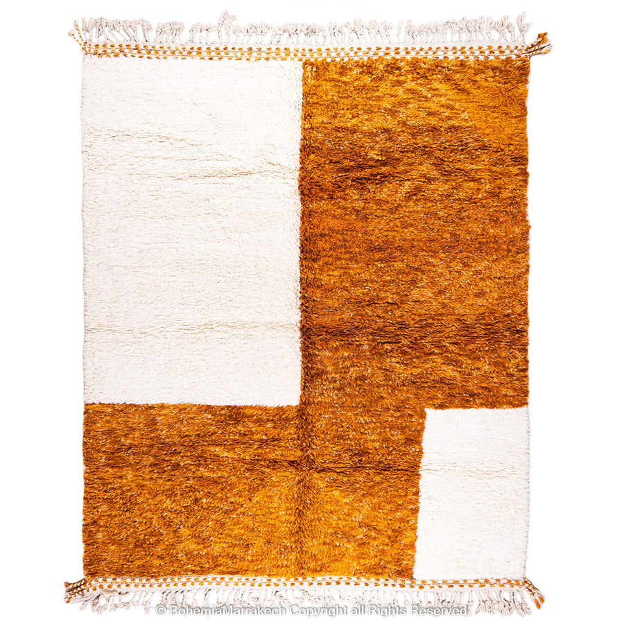 Burnt Orange Moroccan Rug – Handmade Wool Beni Ourain Carpet
