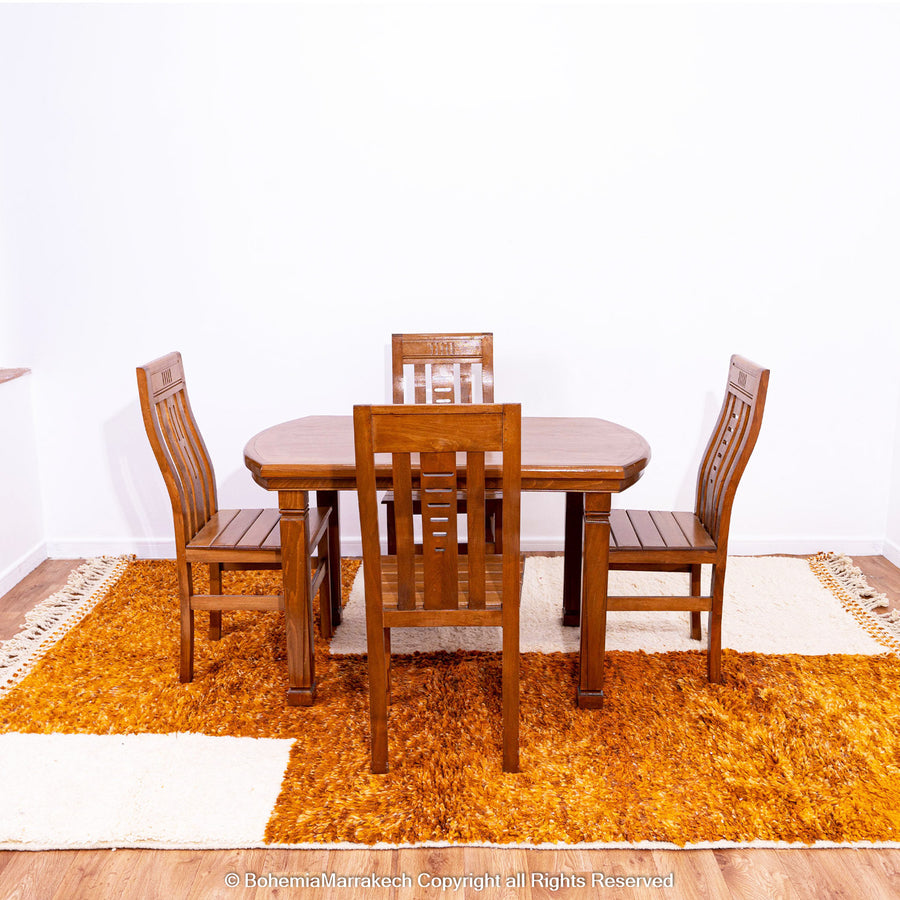 Burnt Orange Moroccan Rug – Handmade Wool Beni Ourain Carpet