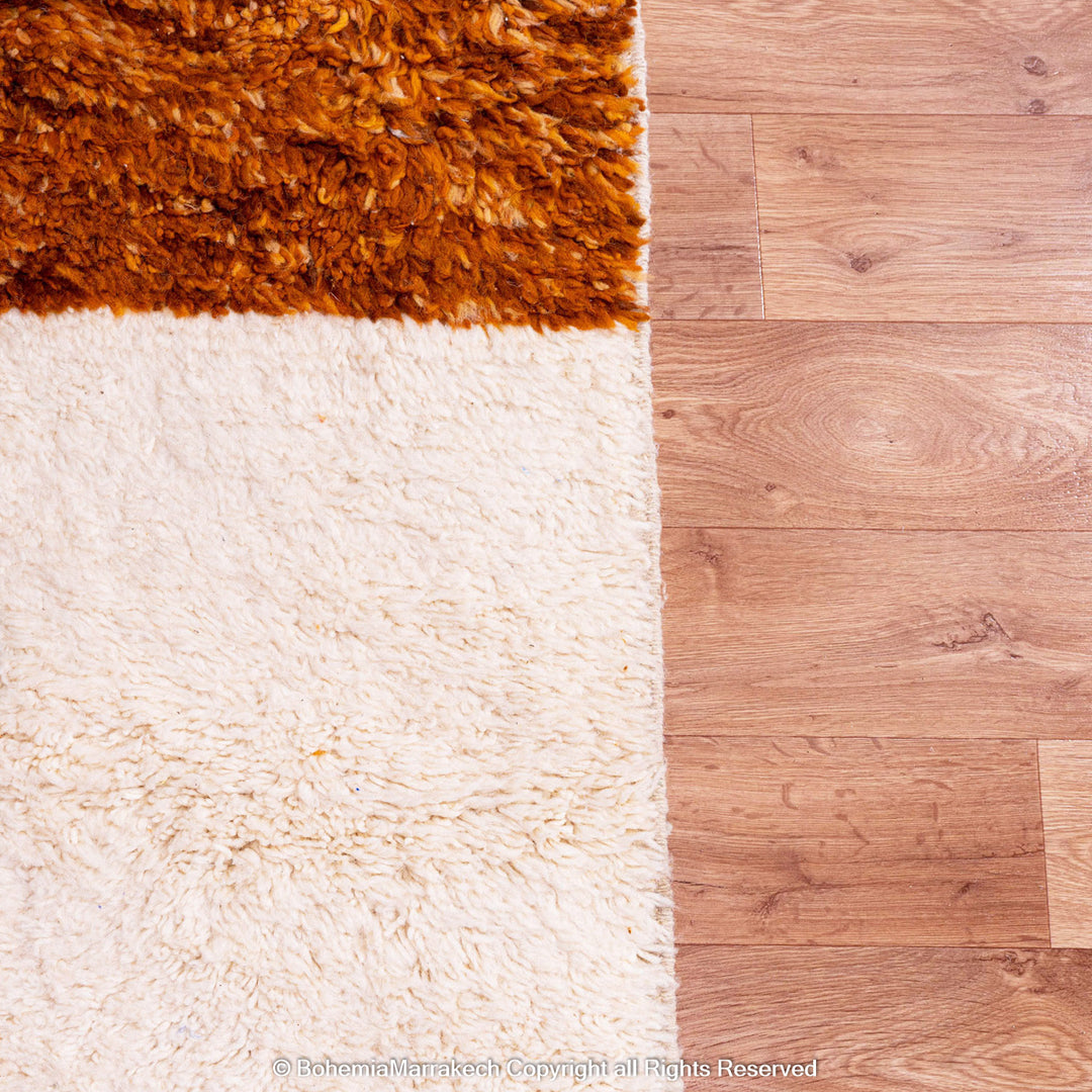 Burnt Orange Moroccan Rug – Handmade Wool Beni Ourain Carpet

