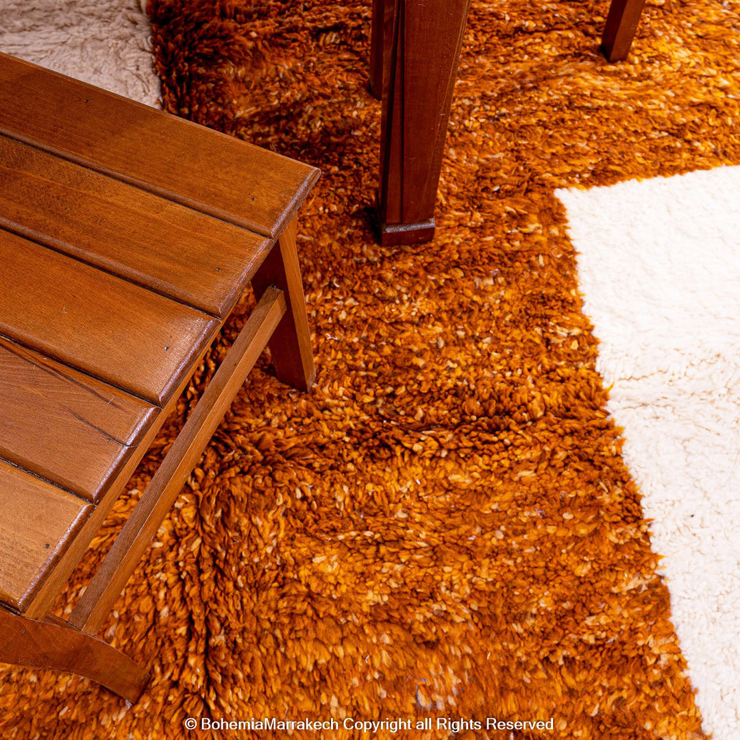 Burnt Orange Moroccan Rug – Handmade Wool Beni Ourain Carpet

