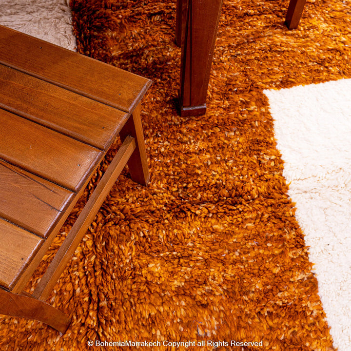 Burnt Orange Moroccan Rug – Handmade Wool Beni Ourain Carpet

