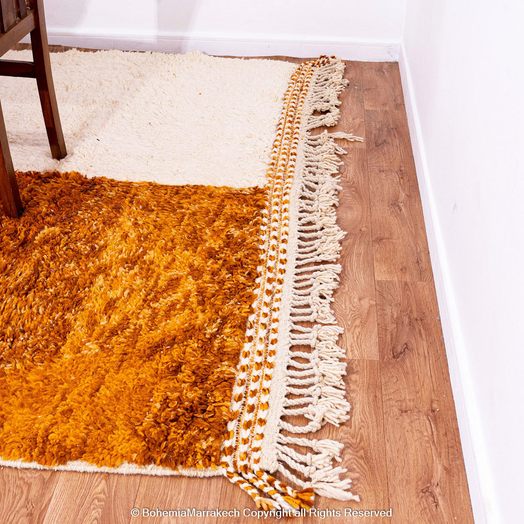 Burnt Orange Moroccan Rug – Handmade Wool Beni Ourain Carpet

