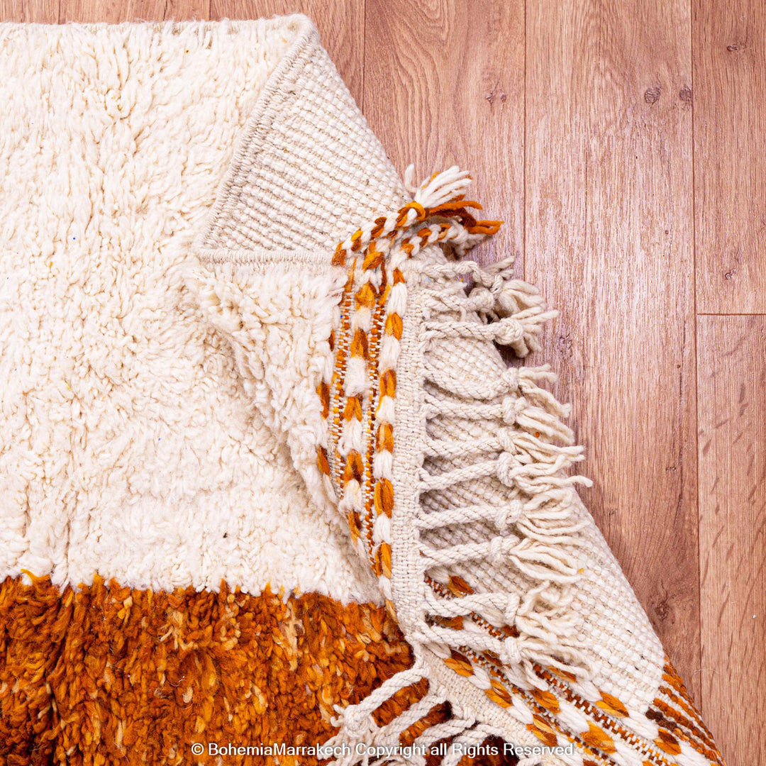 Burnt Orange Moroccan Rug – Handmade Wool Beni Ourain Carpet

