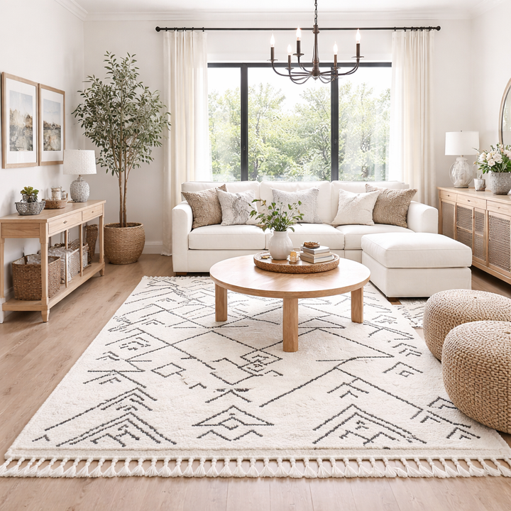 Mountain Pattern Moroccan Rug – Handmade Wool Beni Ourain