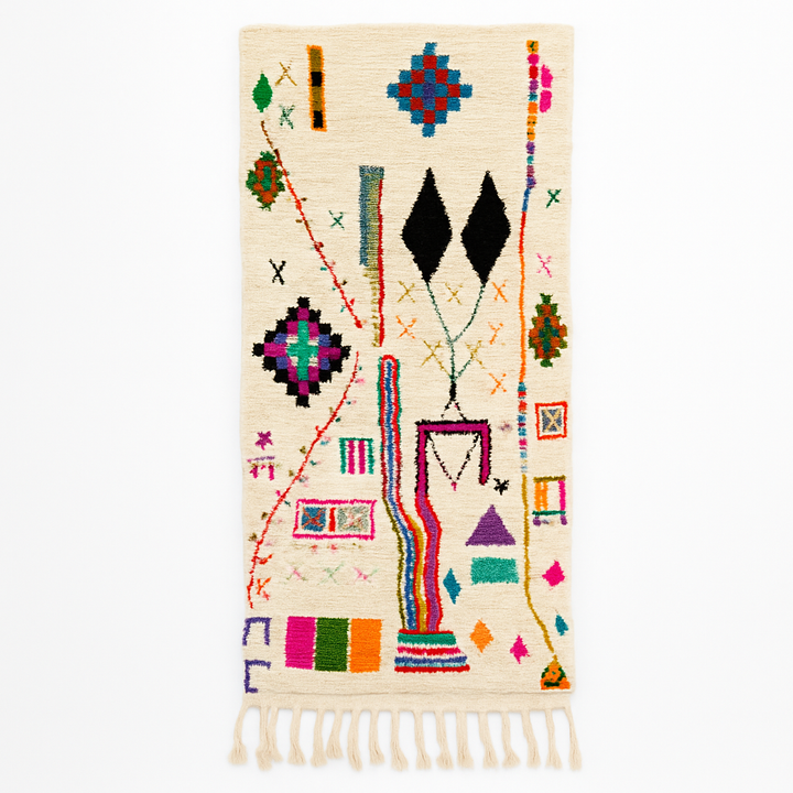 Multicolor Moroccan Runner Rug – Handmade Berber Wool Tribal Carpet