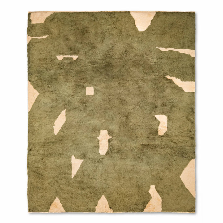 Olive Odyssey Moroccan Wool Rug – Abstract Design