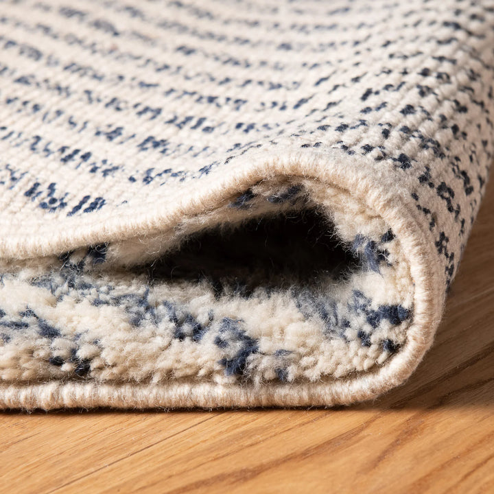 Optical Diamond Moroccan Wool Rug in Beige and Indigo Tones