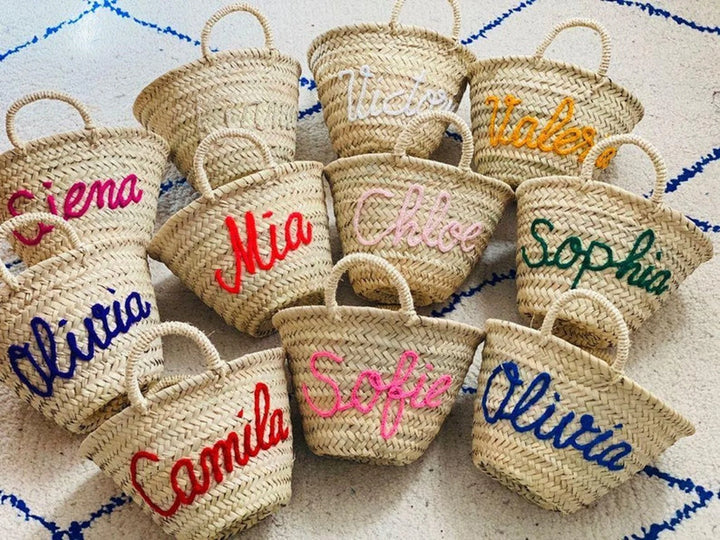 PERSONALIZED straw moroccan basket,bridal shower bags,customized straw bags