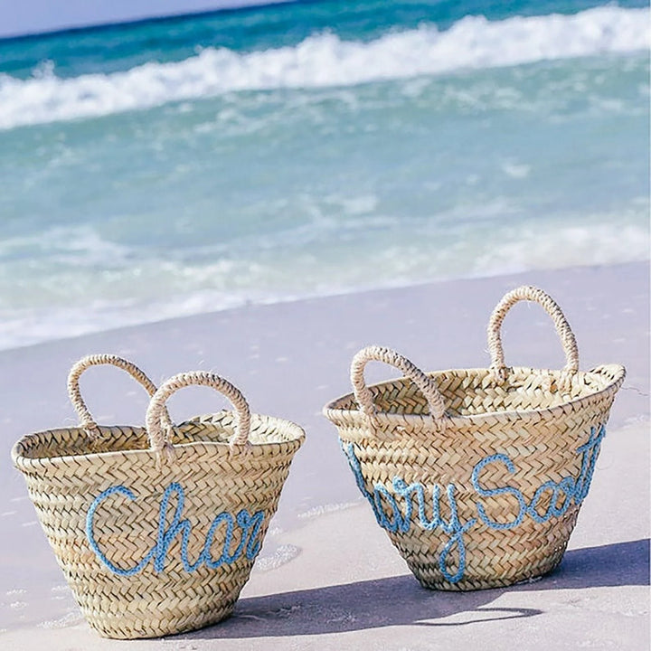 PERSONALIZED straw moroccan basket,bridal shower bags,customized straw bags