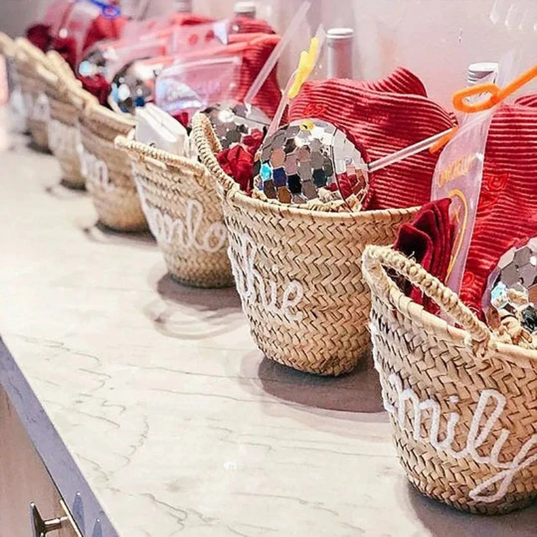 PERSONALIZED straw moroccan basket,bridal shower bags,customized straw bags
