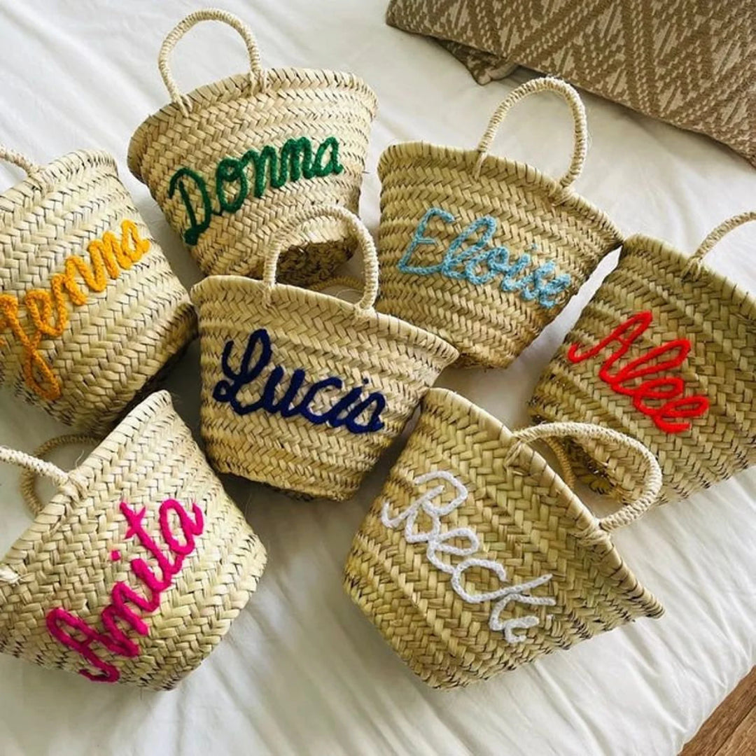 Personalized Moroccan Straw Basket – Handmade Name Beach Tote