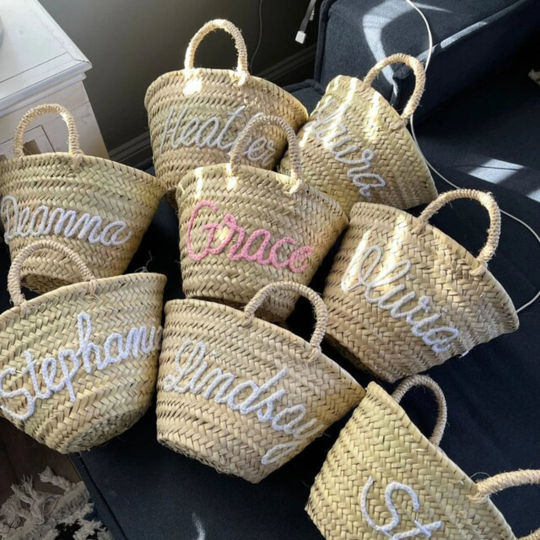 Personalized Moroccan Straw Basket – Handmade Name Beach Tote