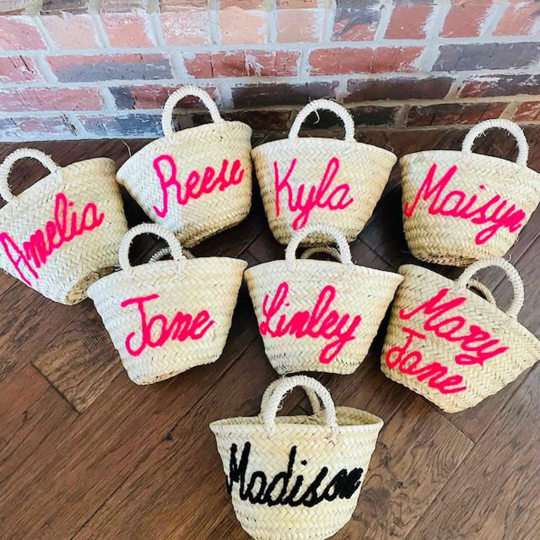 Personalized Moroccan Straw Basket – Handmade Name Beach Tote