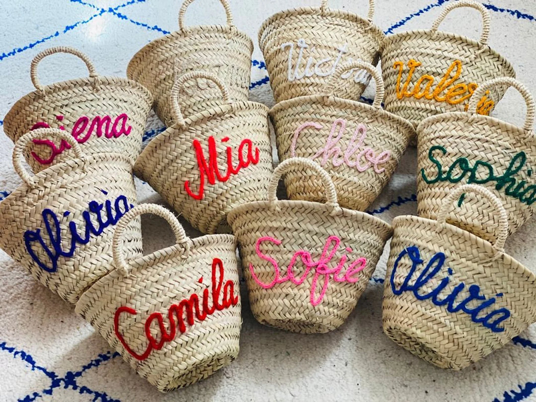 Personalized Moroccan Straw Basket – Handmade Name Beach Tote