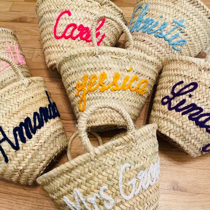 Personalized Moroccan Straw Basket – Handmade Name Beach Tote