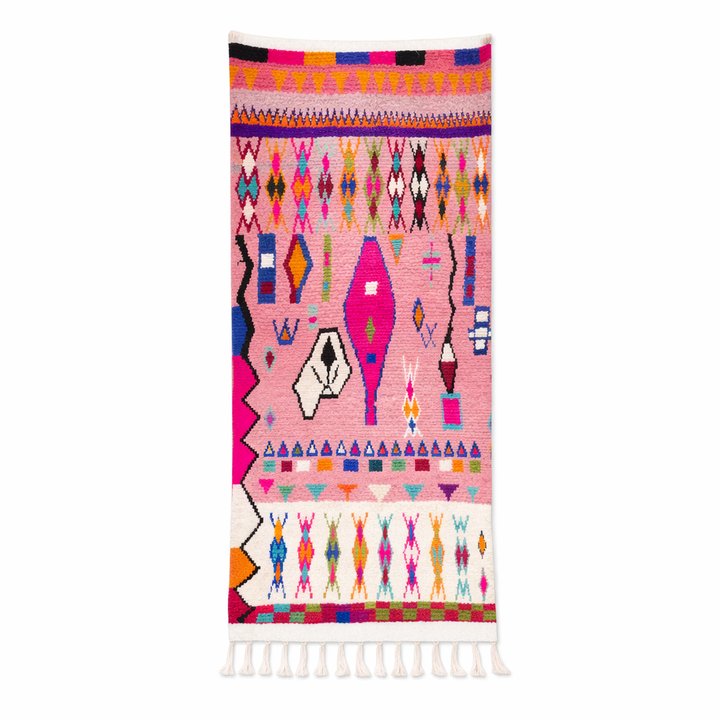 Pink Moroccan Runner Rug – Handmade Berber Wool Runner