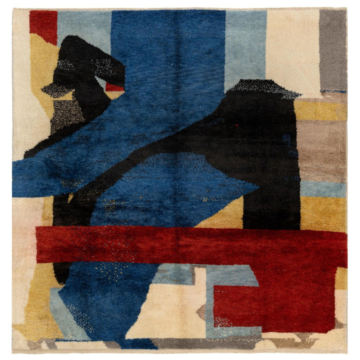 Abstract Modern Beni Mrirt Rug – Handwoven Moroccan Wool Art Piece