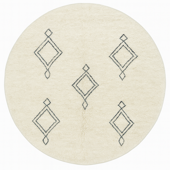 Round Moroccan Wool Rug – Diamond Pattern
