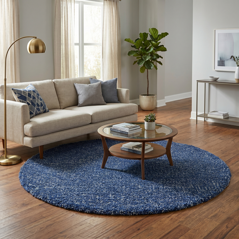 round blue moroccan wool rug handmade berber shag round rug