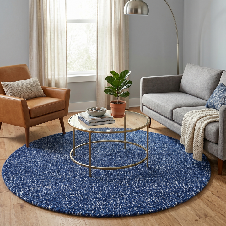 round blue moroccan wool rug handmade berber shag round rug