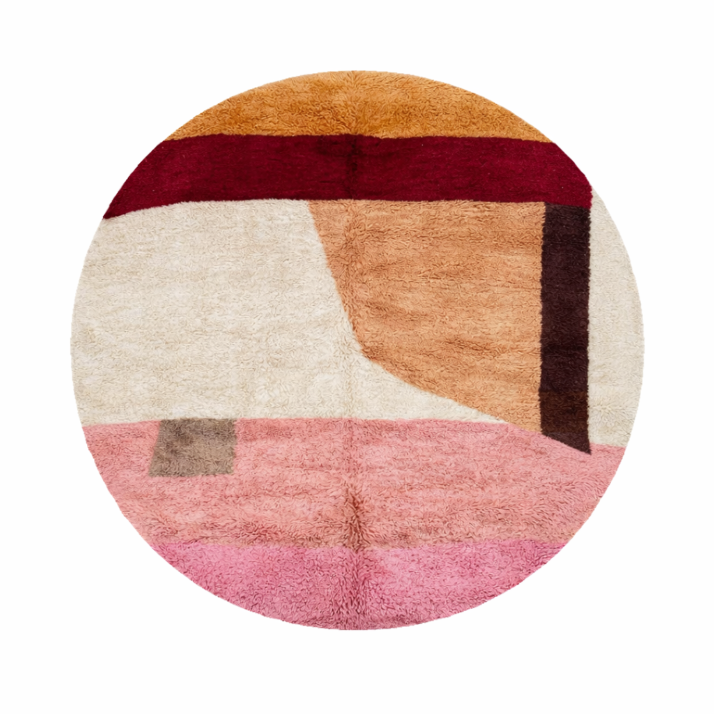 round color block moroccan wool rug modern abstract berber shag rug