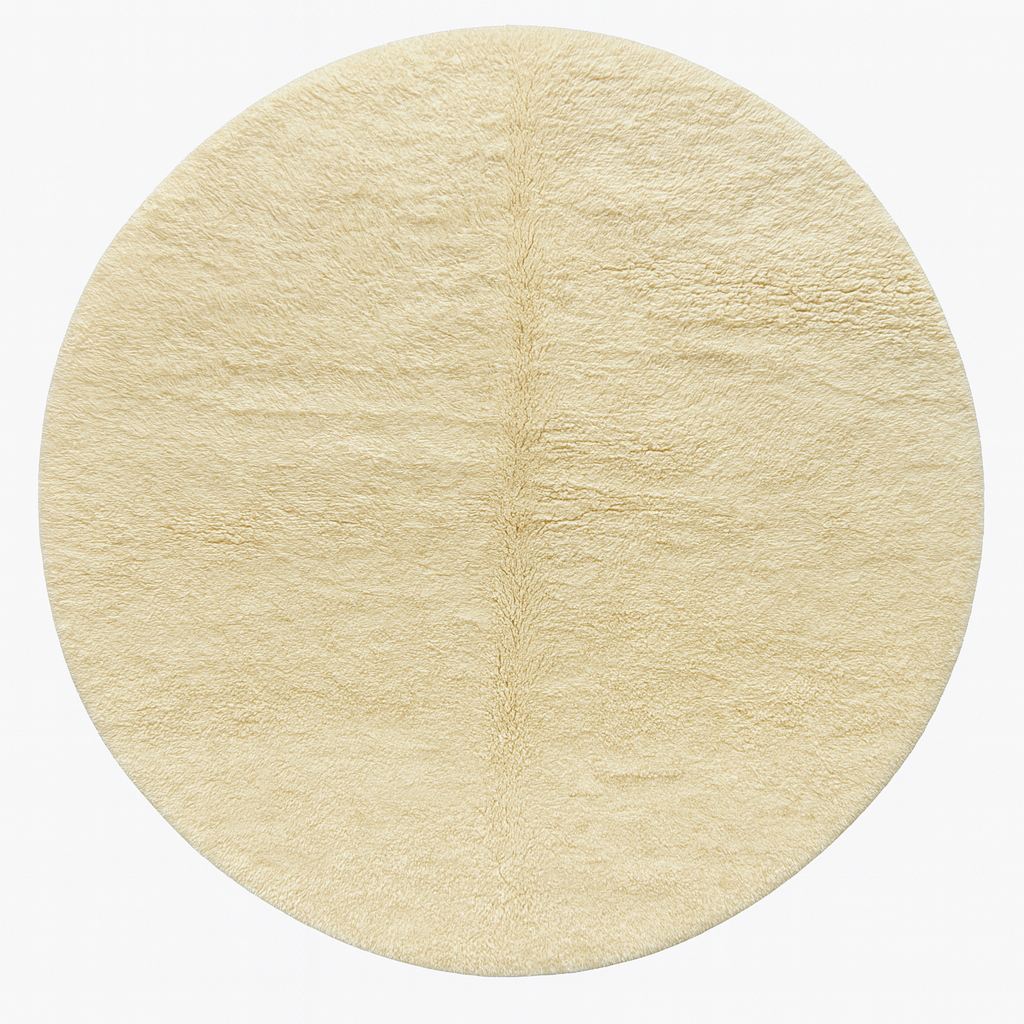Round Cream Moroccan Wool Rug