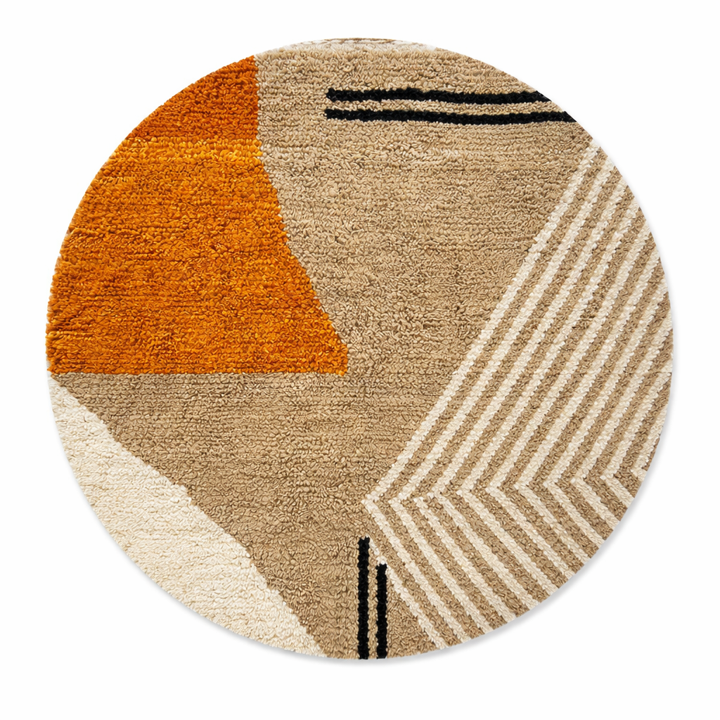 round modern moroccan wool rug abstract berber shag