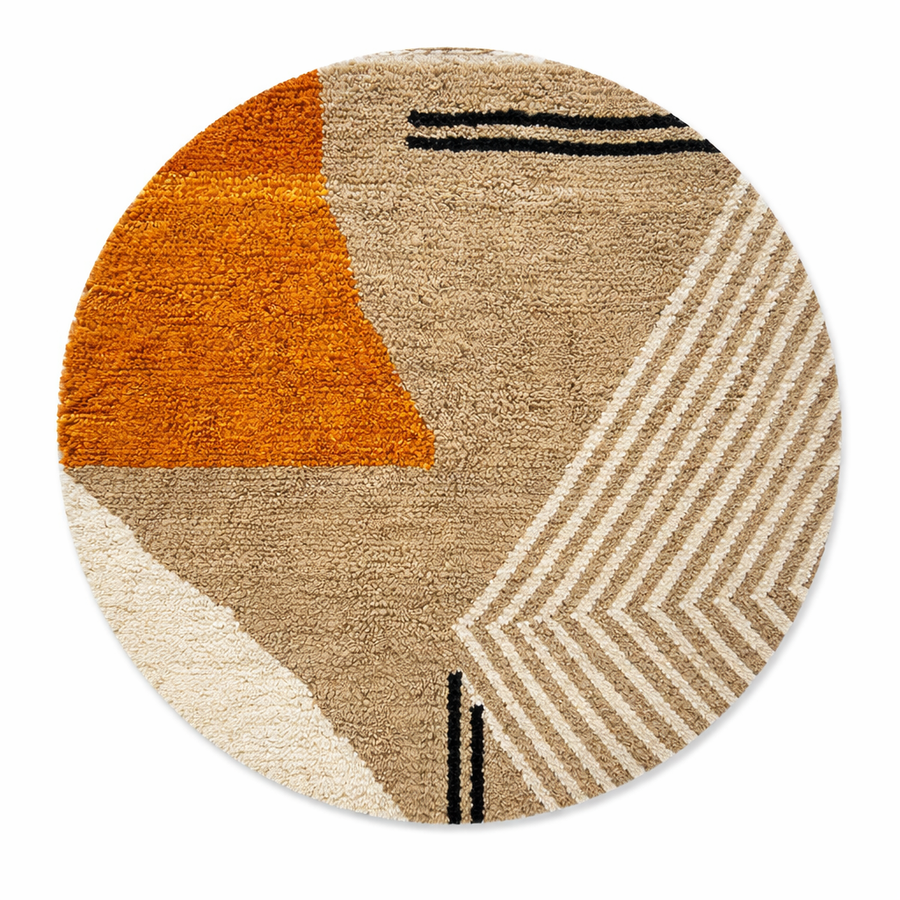 round modern moroccan wool rug abstract berber shag