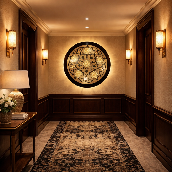 Round Moroccan Brass Wall Light – Handmade Pierced Wall Sconce